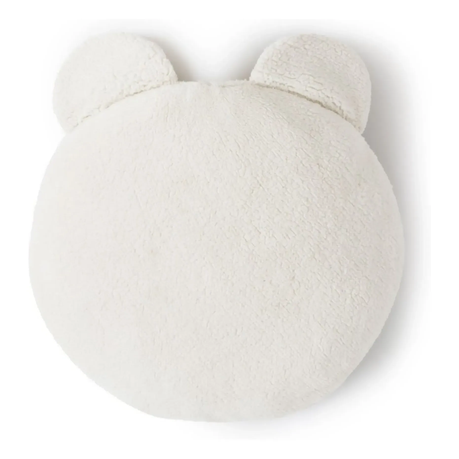 Teddy Bear Round Cushion with Pocket - White, Polyester product