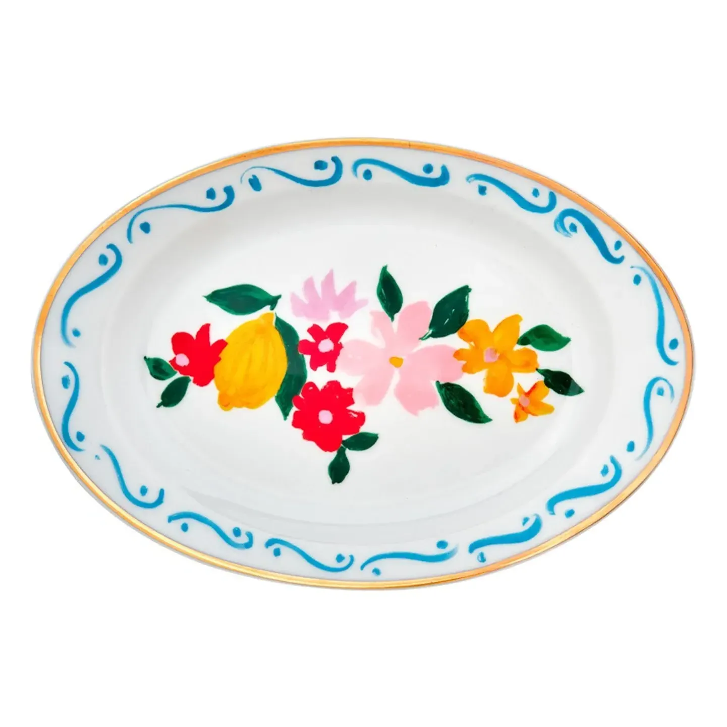Chiara Perano Oval Tray - Blue, Porcelain product