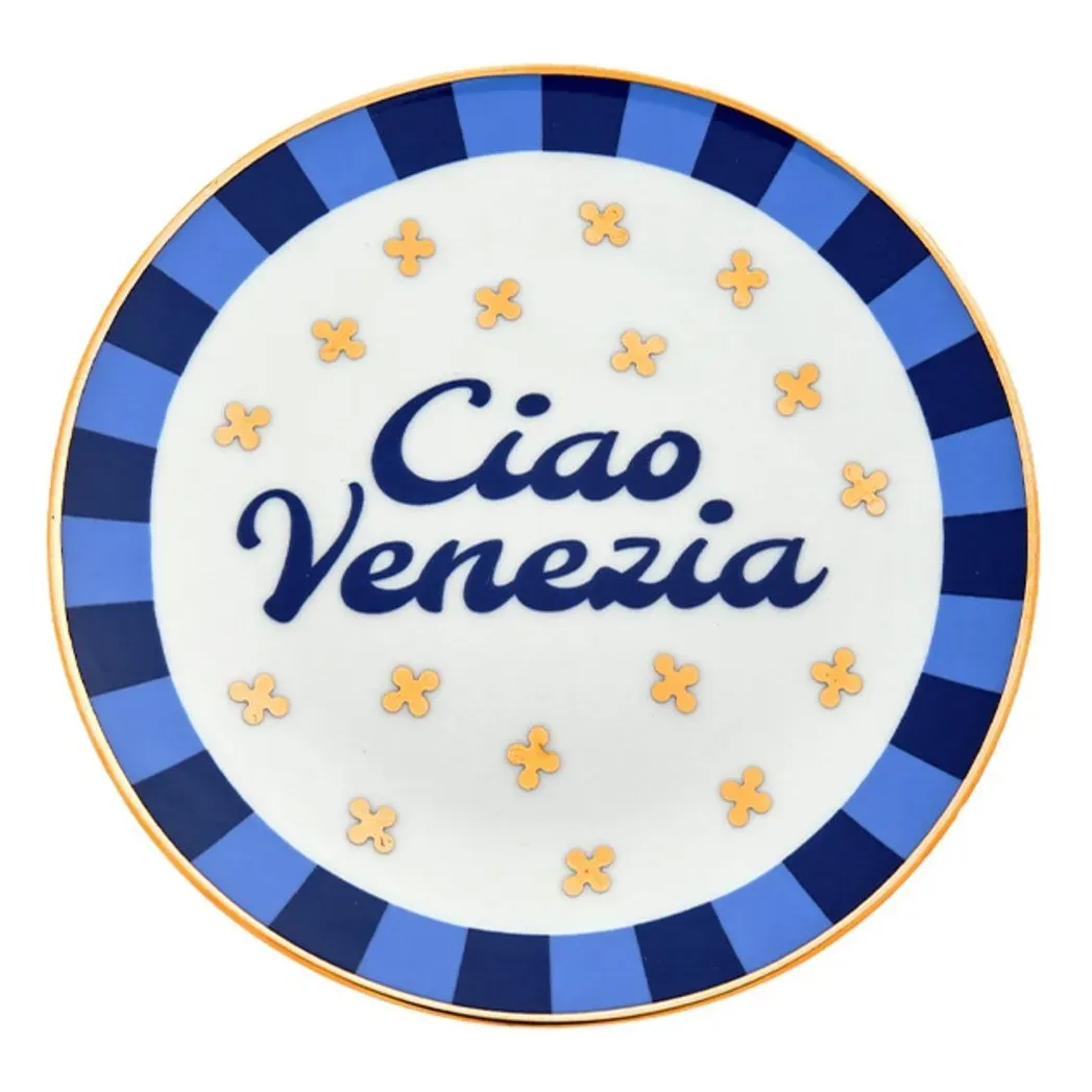 Ciao Venezia Round Decorative Plate - Blue, Porcelain product