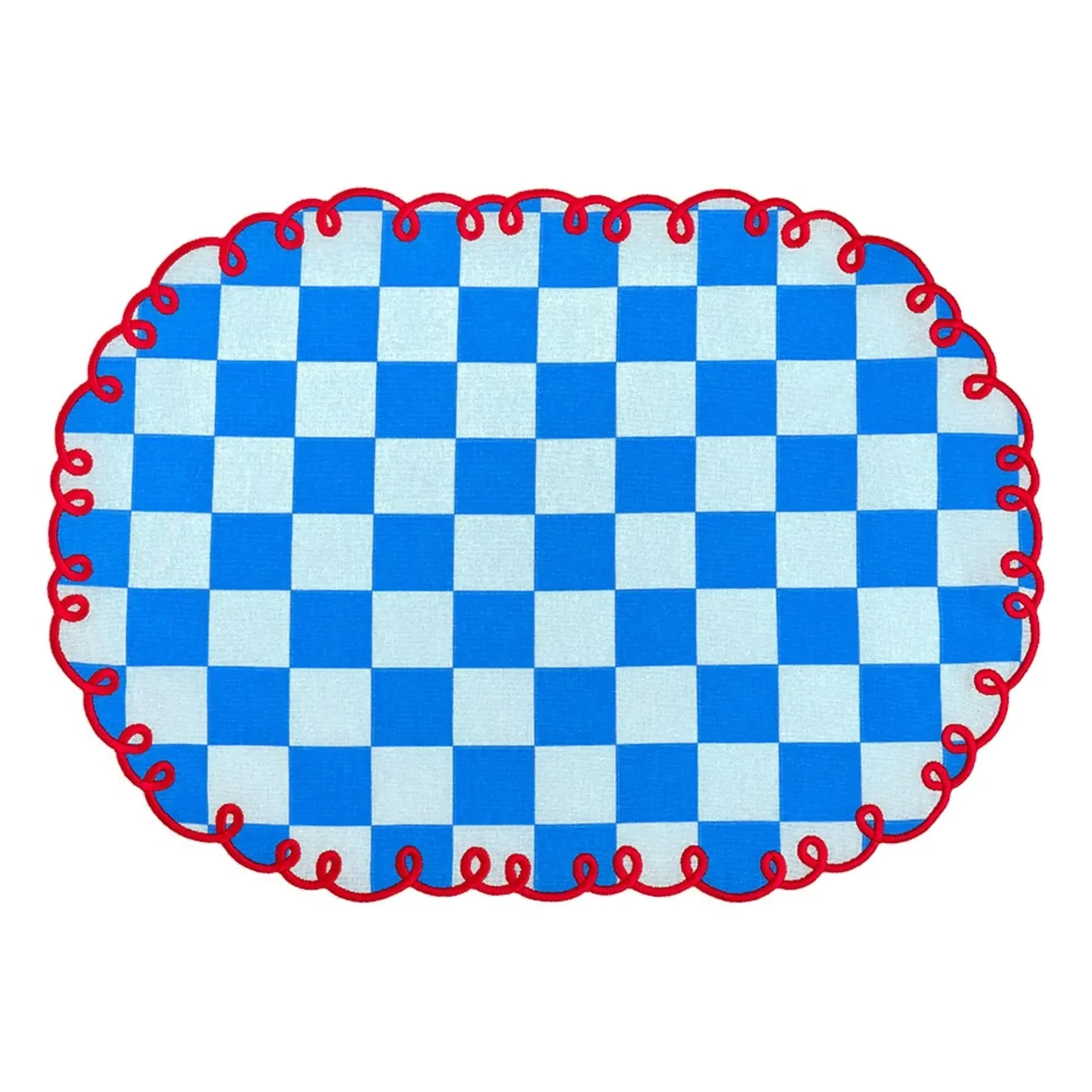 Dama Azzurro Gingham Placemats Set of 2 - Blue, Cotton product