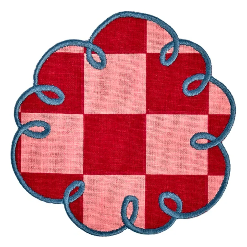 Dama Rosa Gingham Coaster Set of 2 - Red, Cotton product