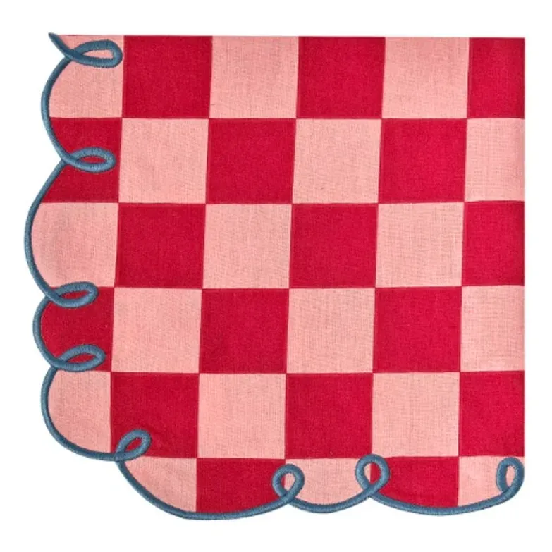 Dama Rosa Gingham Napkins Set of 2 - Red, Cotton alternate view