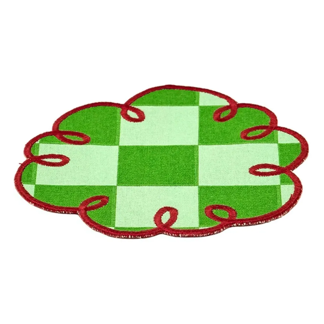 Dama Verde Gingham Coaster Set of 2 - Green, Cotton alternate view