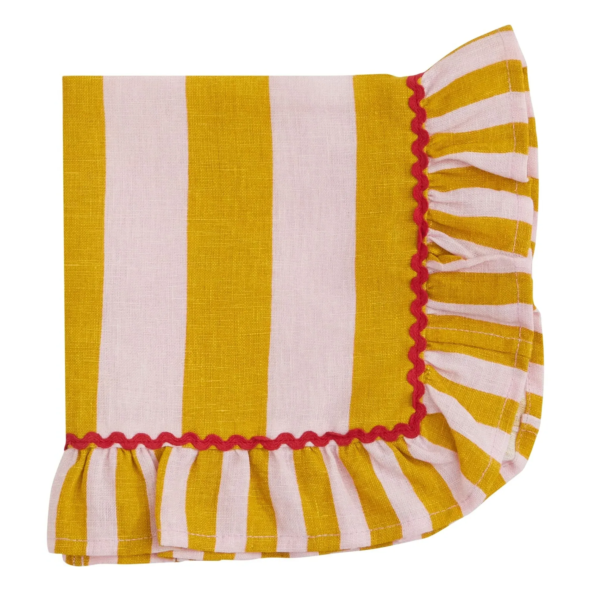 Striped Textile Napkin - Mustard, Linen product