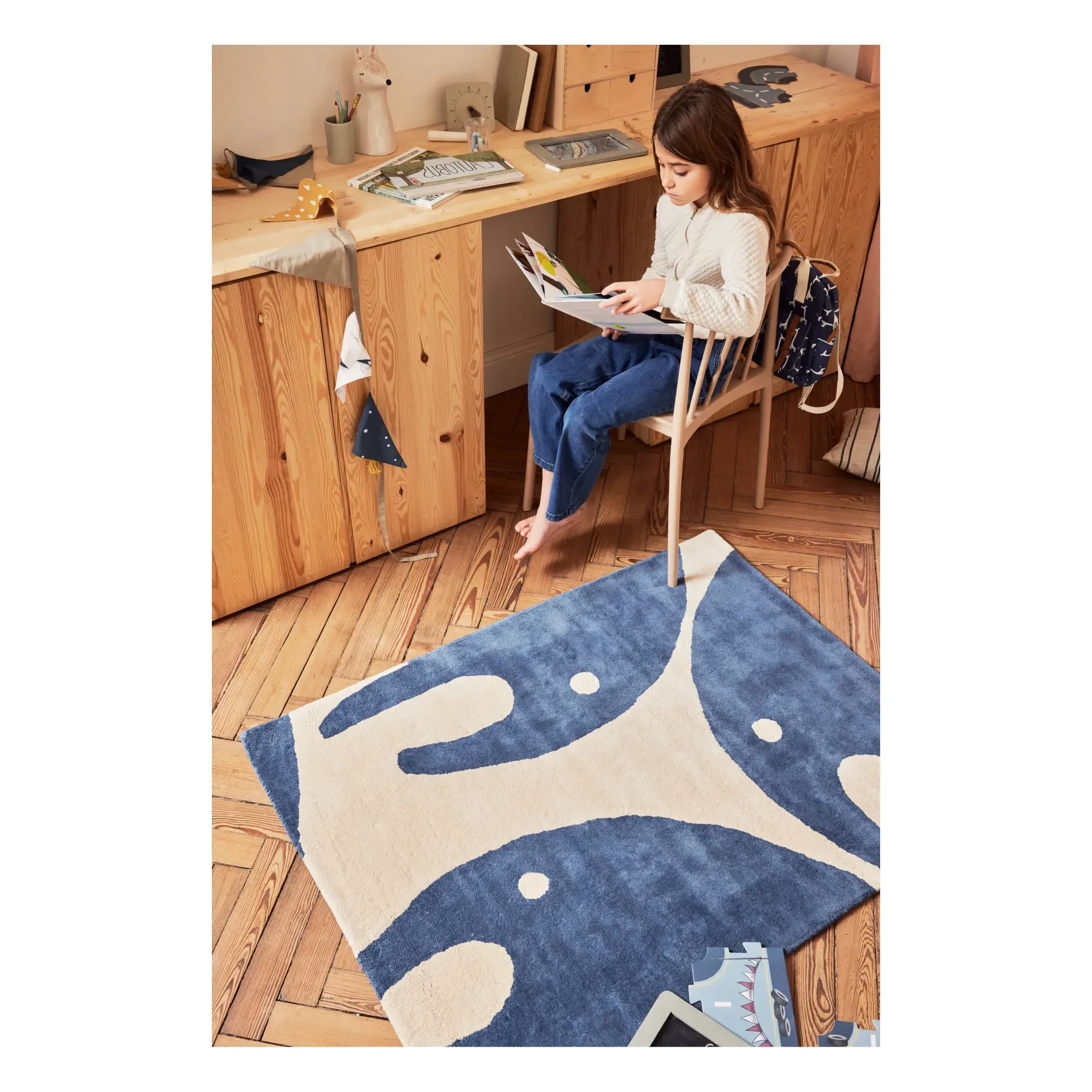 Elephant Rug - Navy Blue, Organic Cotton alternate view