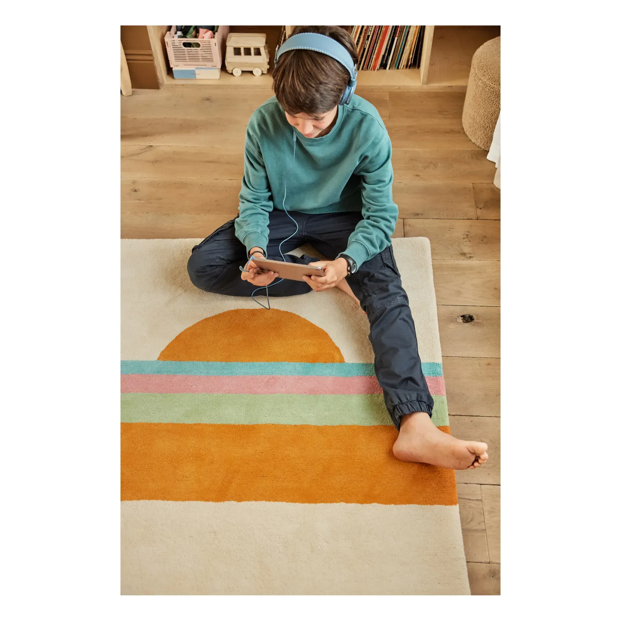 Sunset Short Pile Rug - Orange, Organic Cotton alternate view