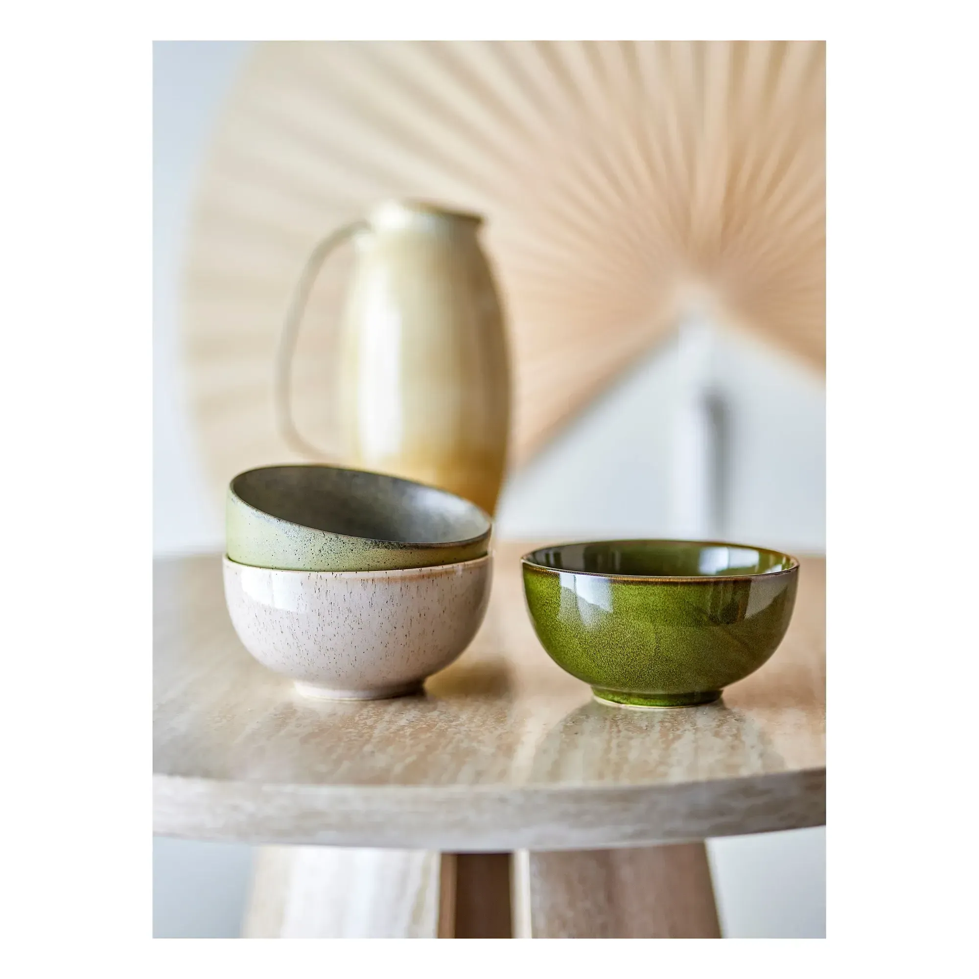 Addison Set of 3 Stoneware Bowls - Green alternate view