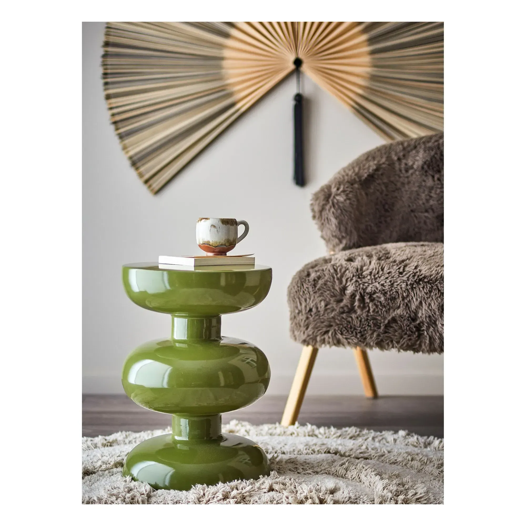 Alba Round Side Table - Green, Iron alternate view