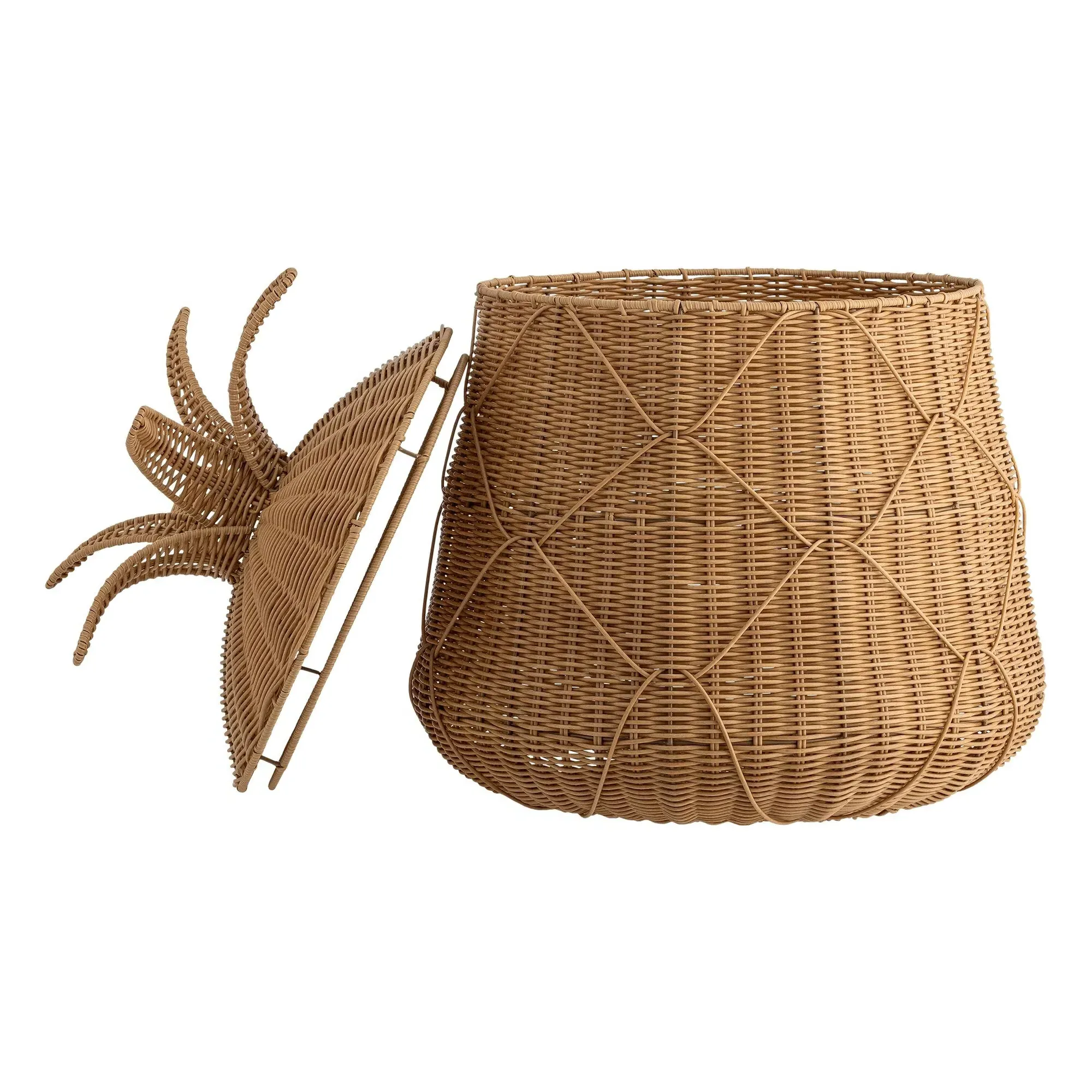 Anann Pineapple Wicker Basket with Lid - Brown, Polyrattan alternate view