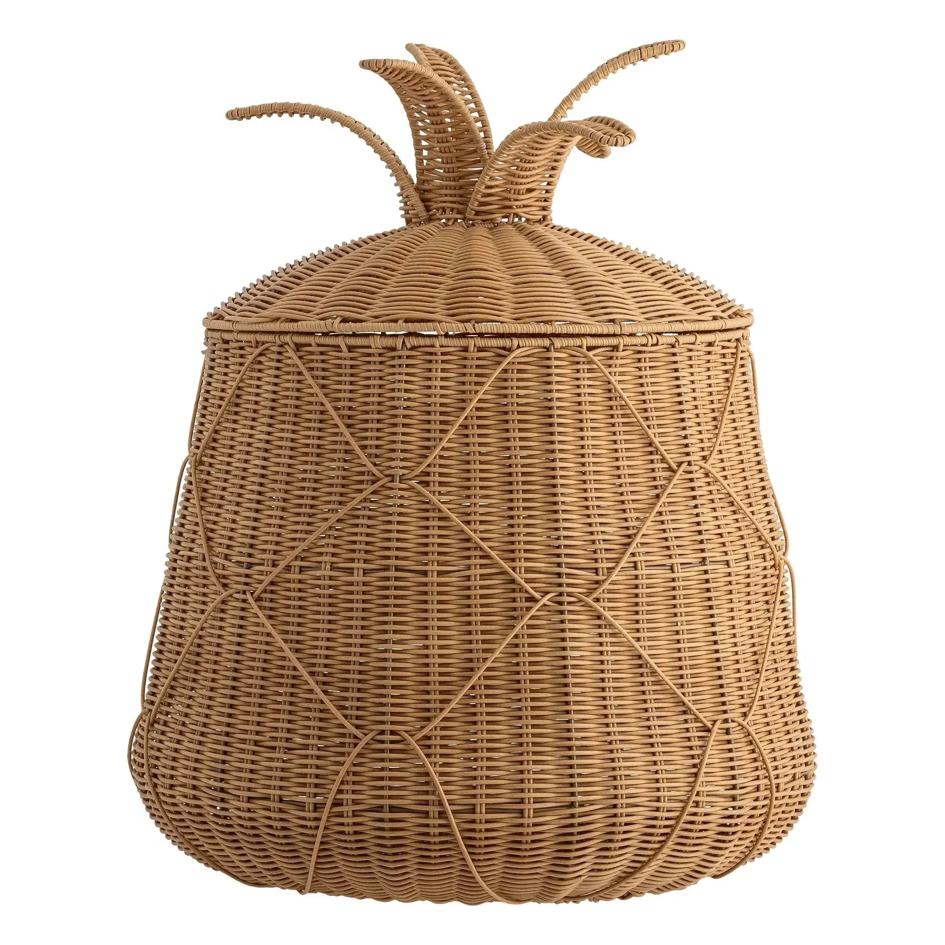 Anann Pineapple Wicker Basket with Lid - Brown, Polyrattan product