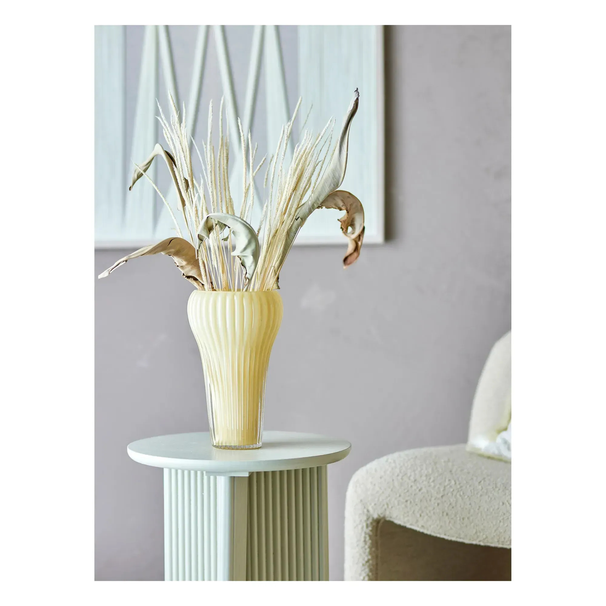 Averie Glass Vase with Vertical Grooves - Yellow alternate view
