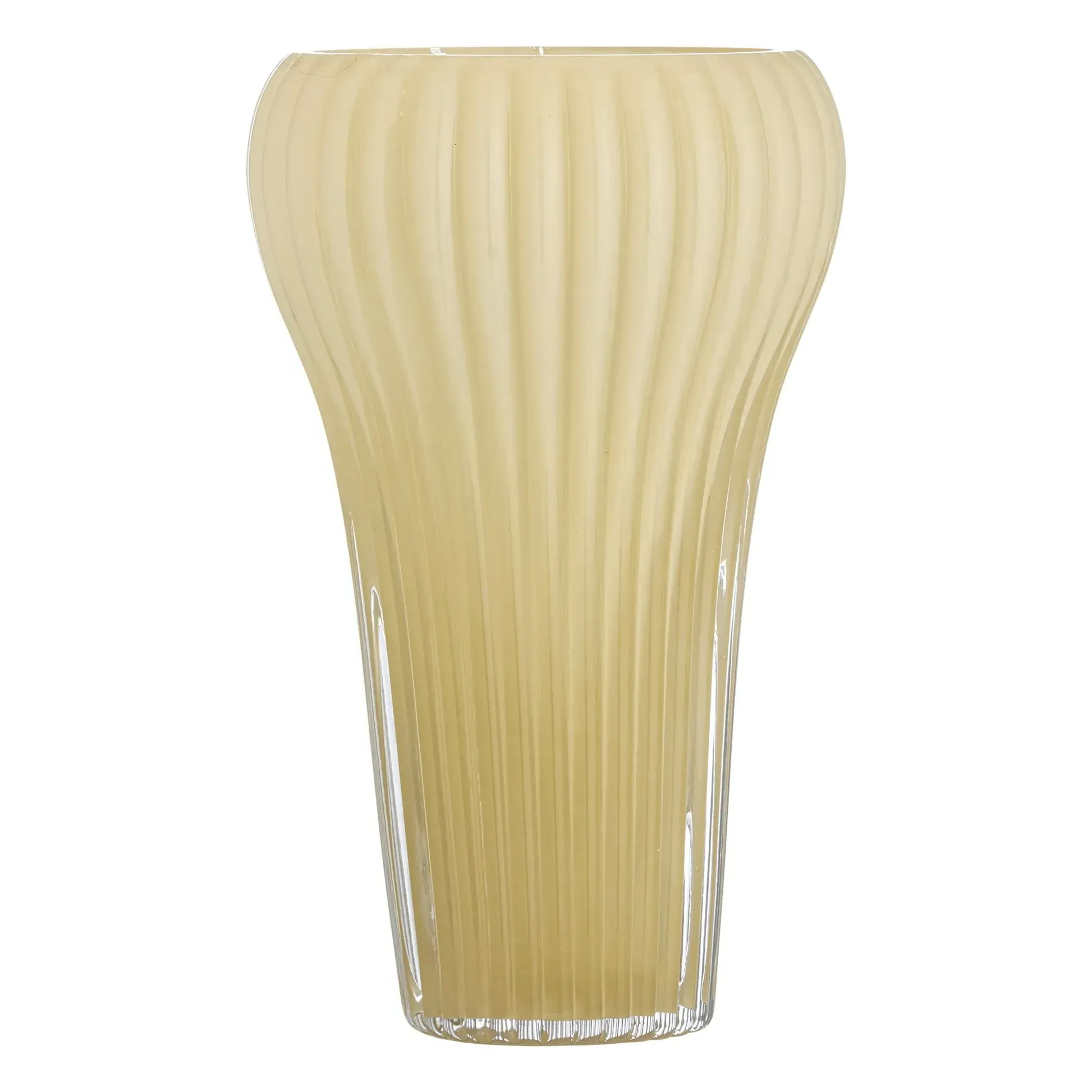 Averie Glass Vase with Vertical Grooves - Yellow product