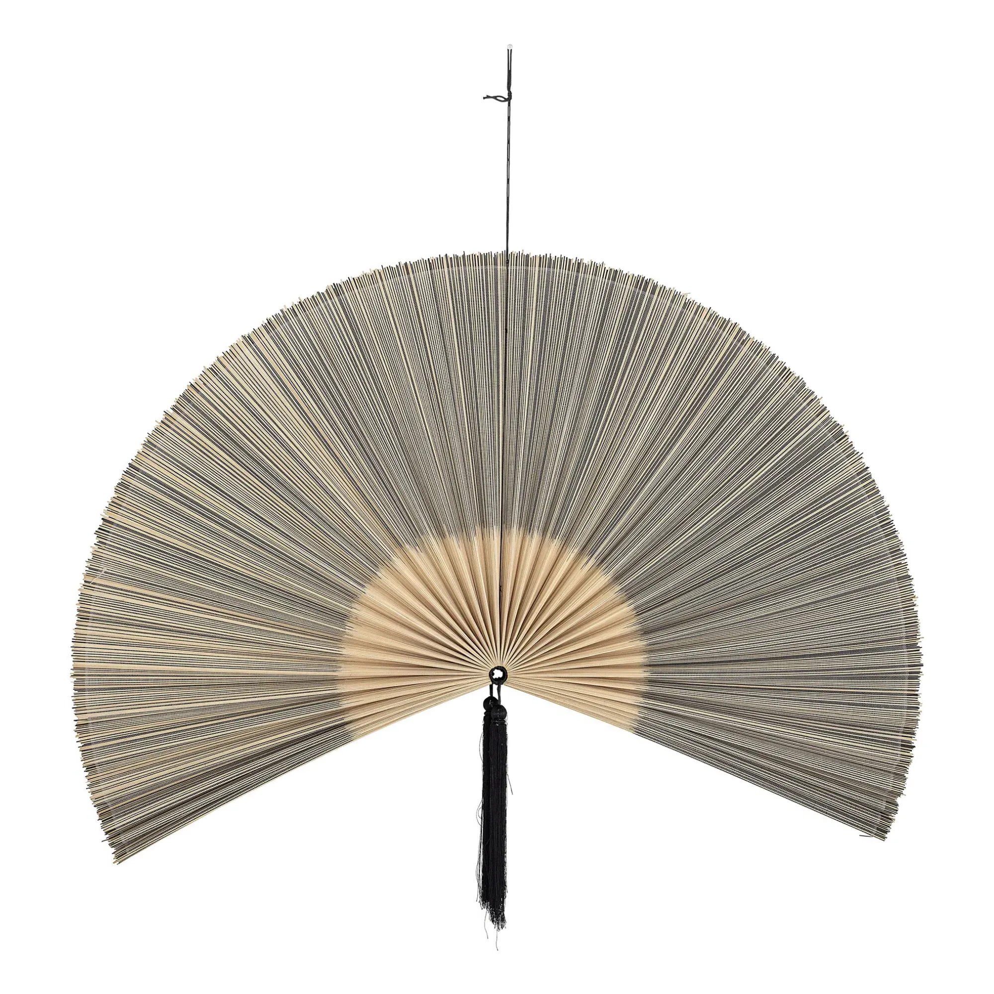 Bamboo & Cotton Fan Wall Decoration - Black product