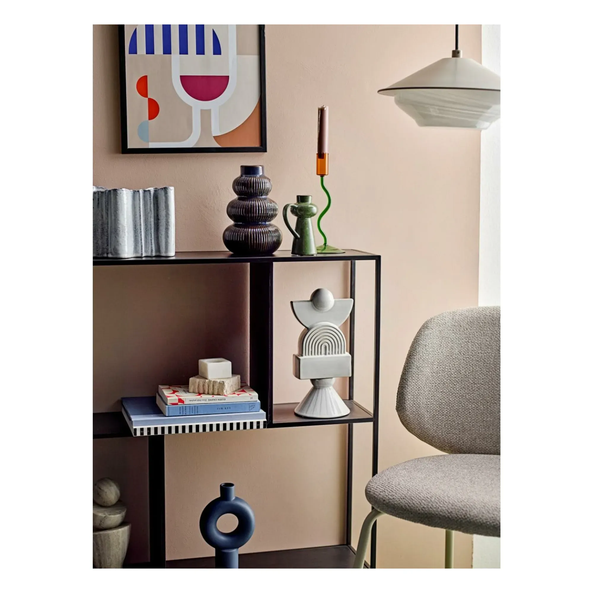 Janna Pendant Lamp - Natural, Iron & Glass alternate view
