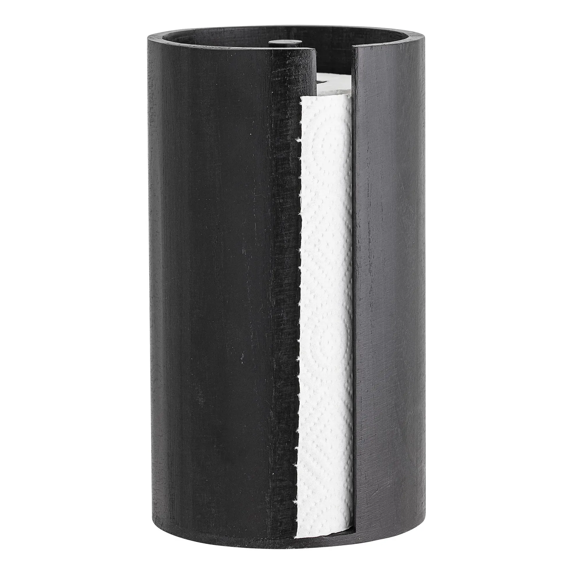 Kitchen Roll Holder - Black, Paulownia Wood alternate view