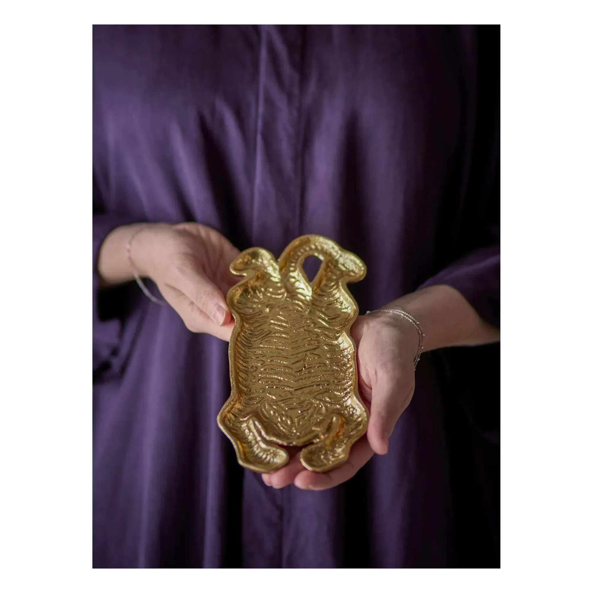 Lester Tiger Decorative Tray - Gold, Cast Iron alternate view