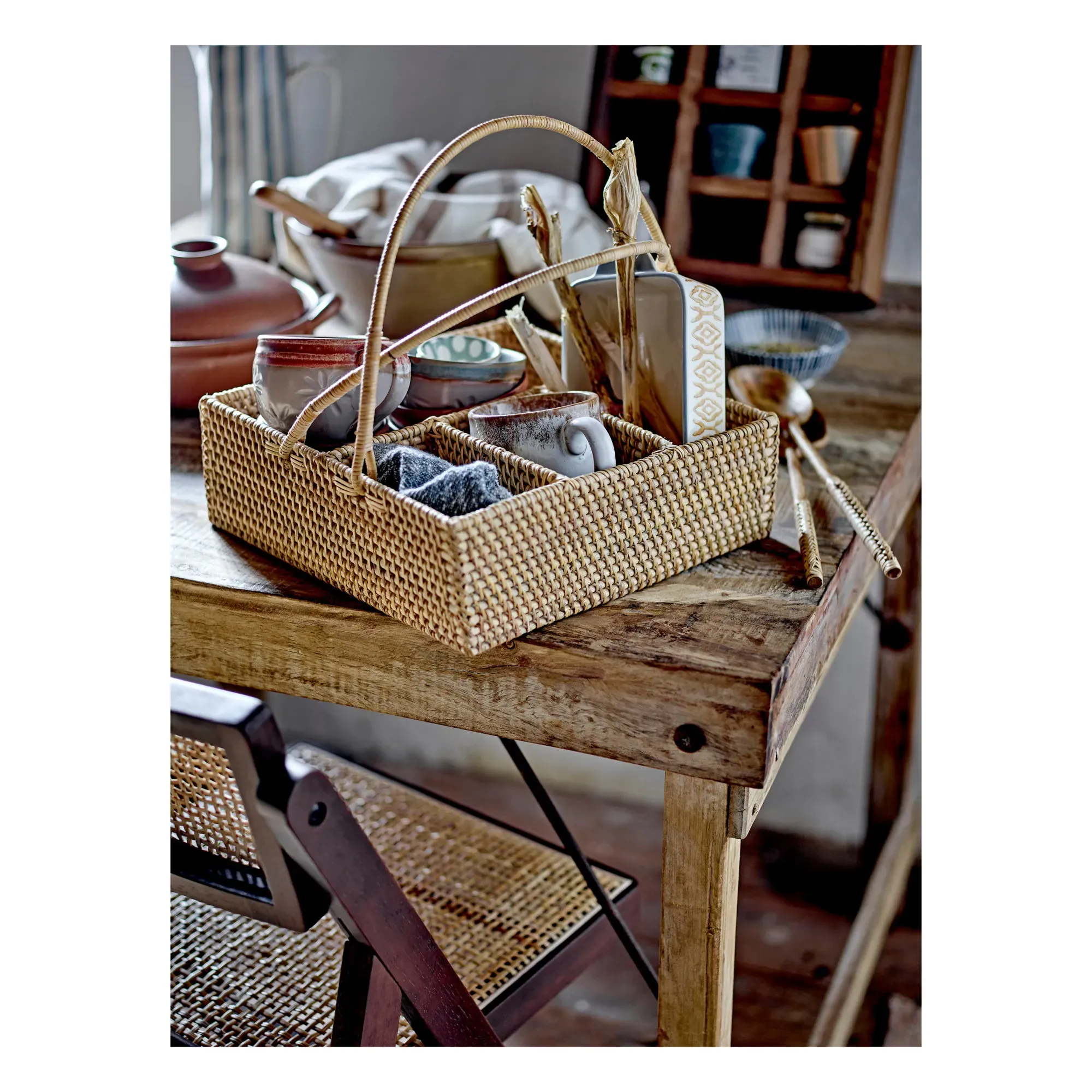 Loupe Foldable Cane Chair - Brown, Rubberwood alternate view