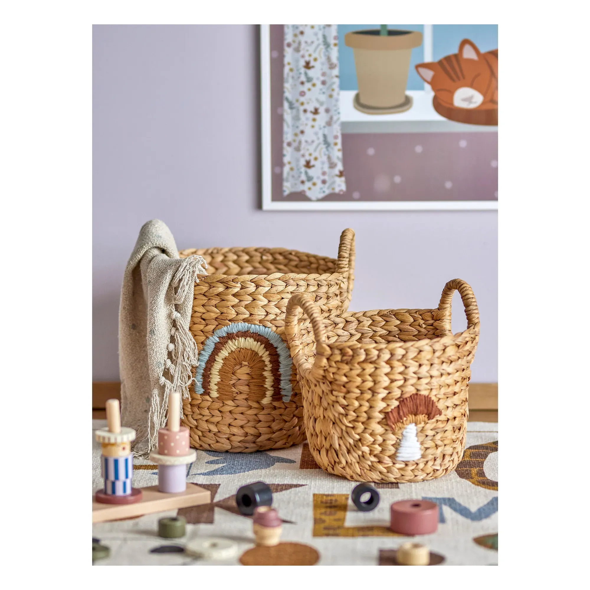 Agnes Storage Baskets Set of 2 - Beige, Water Hyacinth alternate view