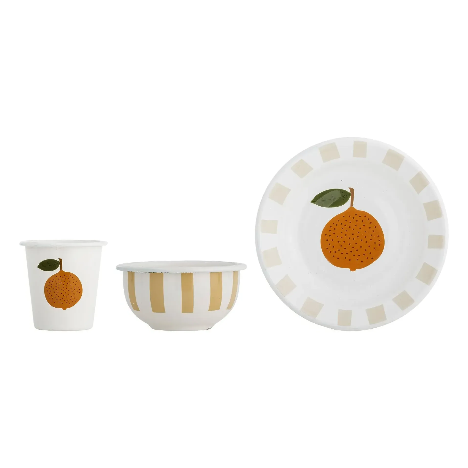 Agnès Enamel Crockery Set - White, Iron product