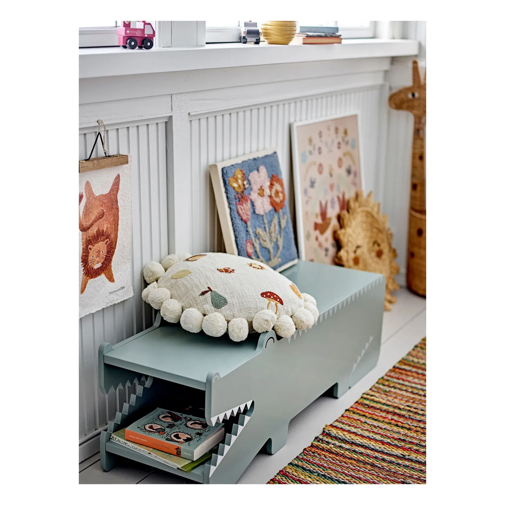 Arnie Bench with Storage - Green, MDF alternate view
