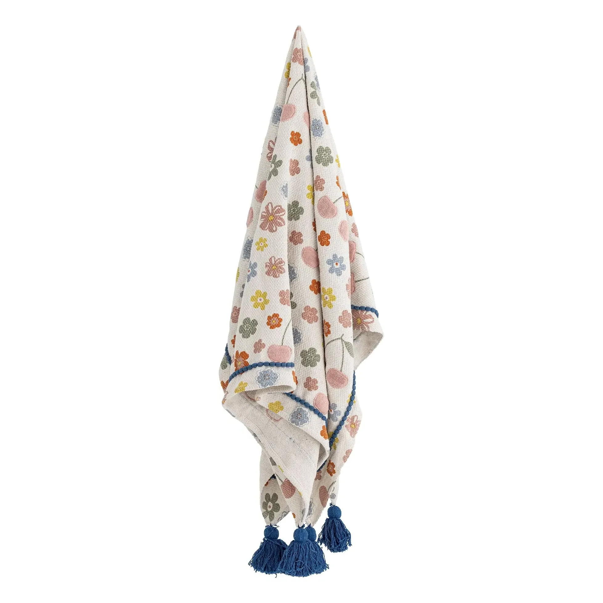 Bloomingville MINI Cherry Pattern Blanket - Pink, Recycled Cotton alternate view