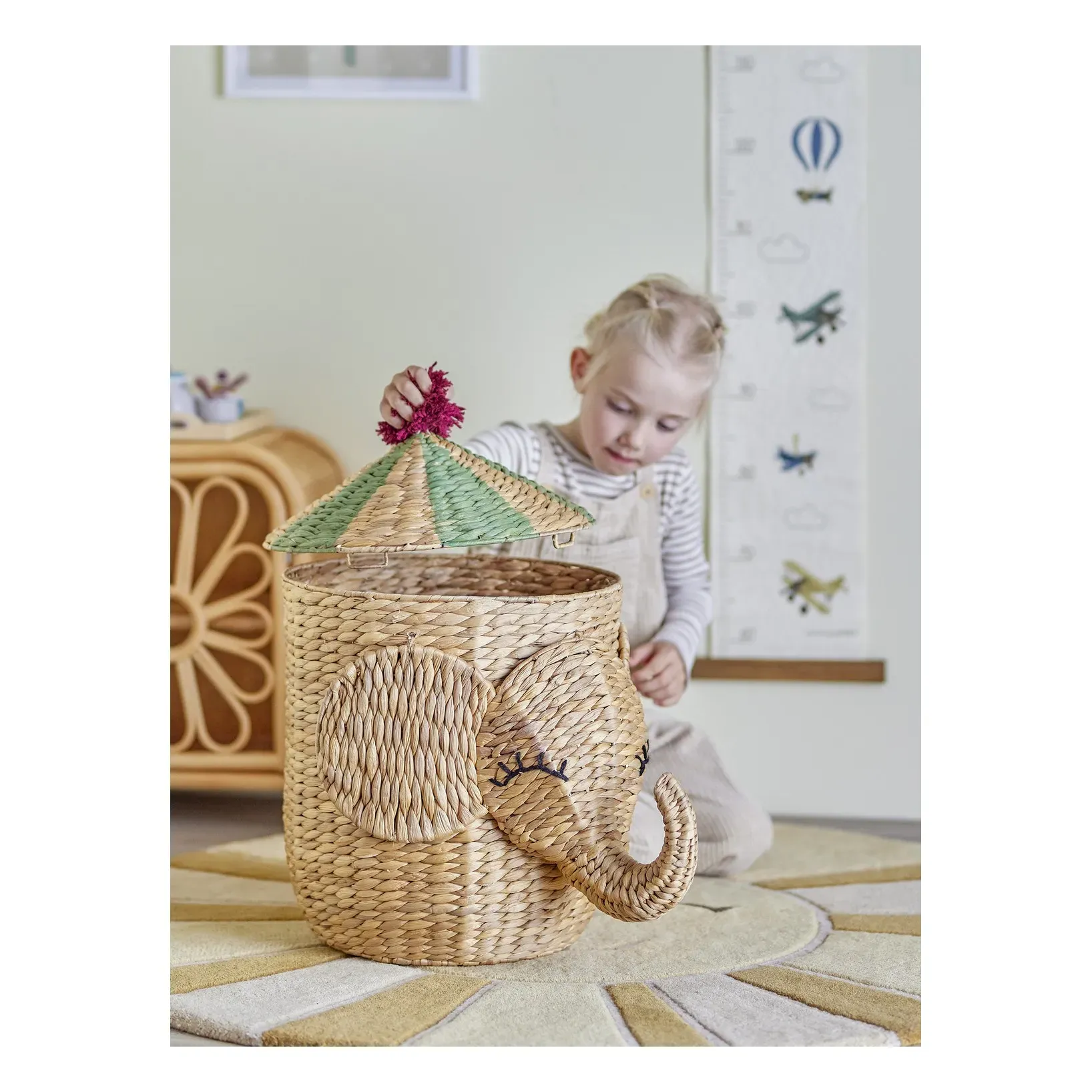 Bobo Elephant Storage Basket with Lid - Brown, Water Hyacinth alternate view