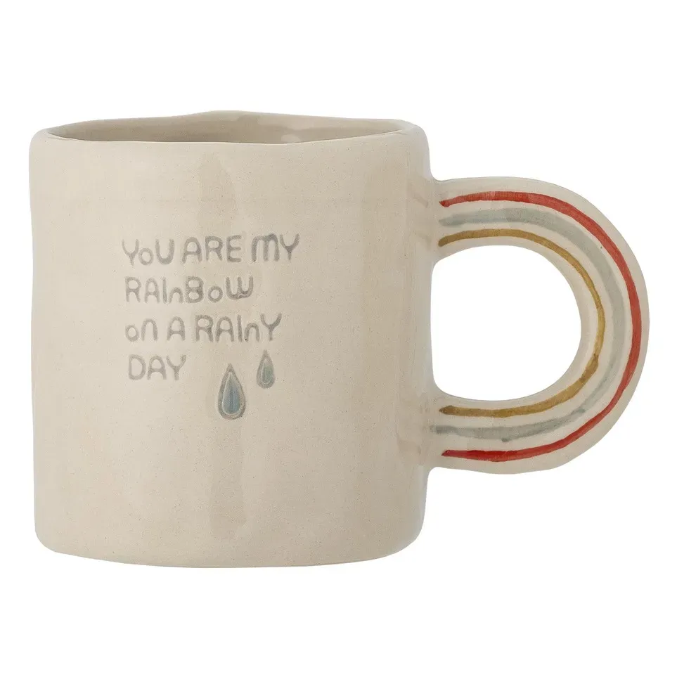 Cloudy Rainbow Handle Mug - Cream, Stoneware product