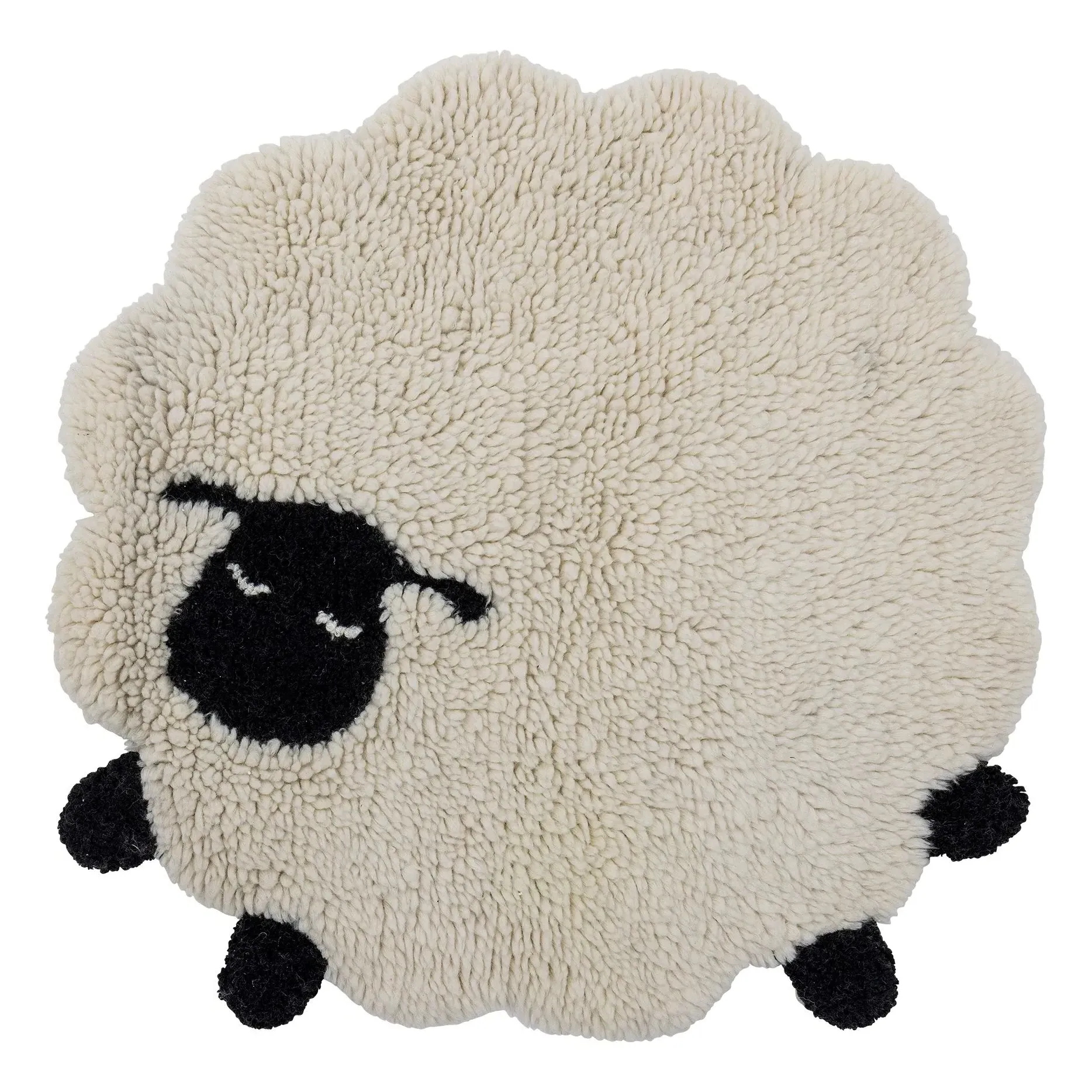 Dolly Sheep Round Rug - Black & White, Wool product