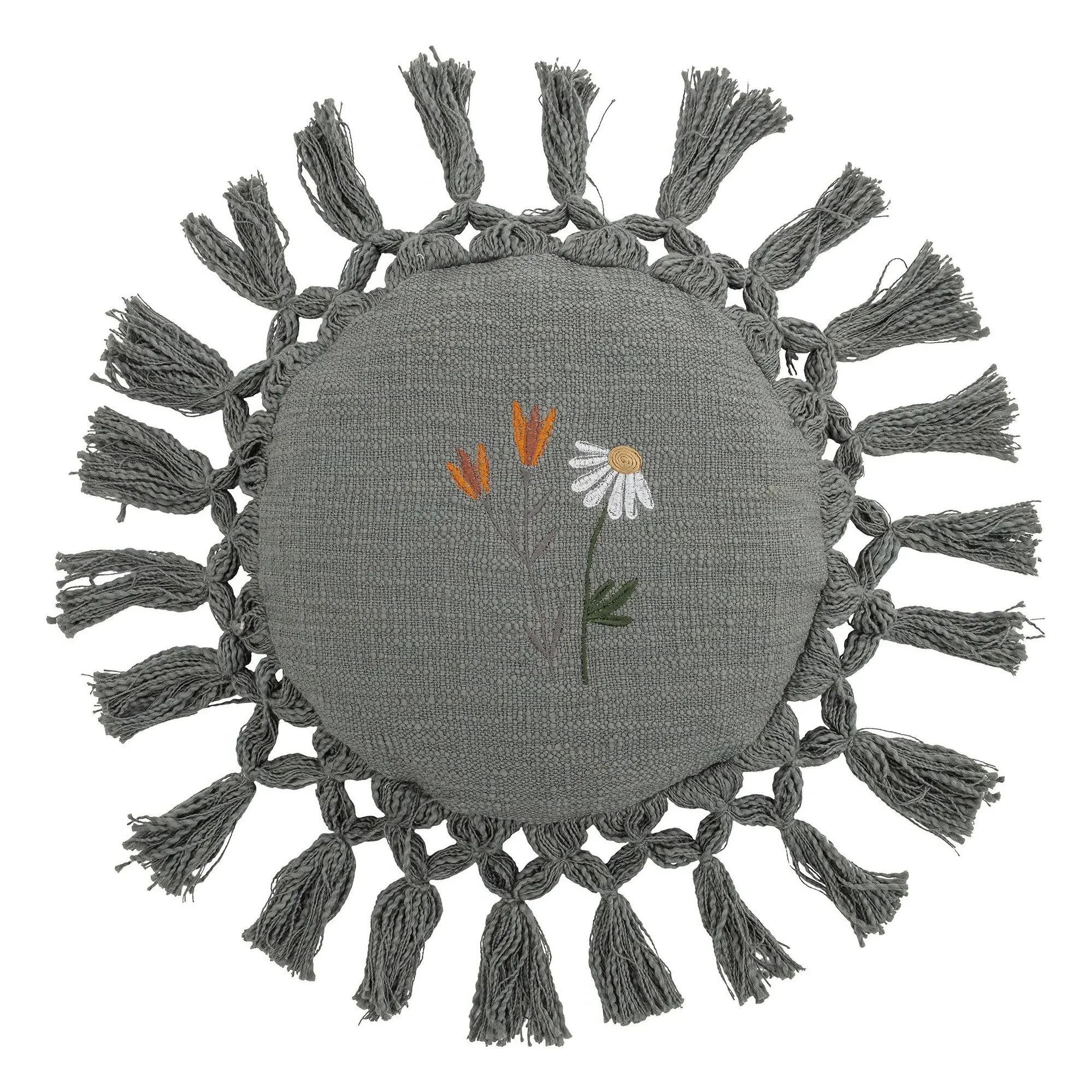 Elinna Round Cushion with Tassels - Blue, Cotton product