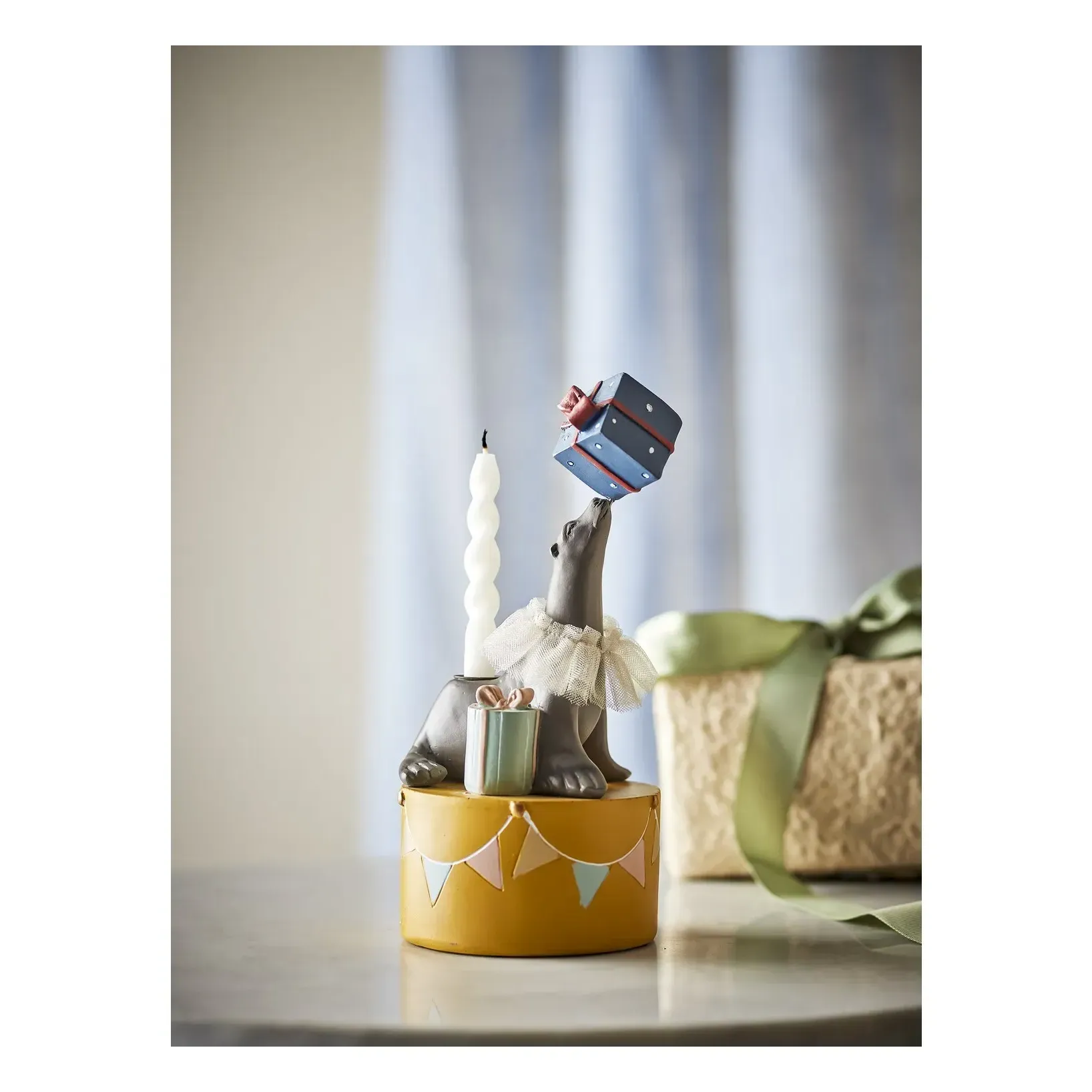 Flor Sea Lion Candle Holder - Yellow, Polyresin alternate view