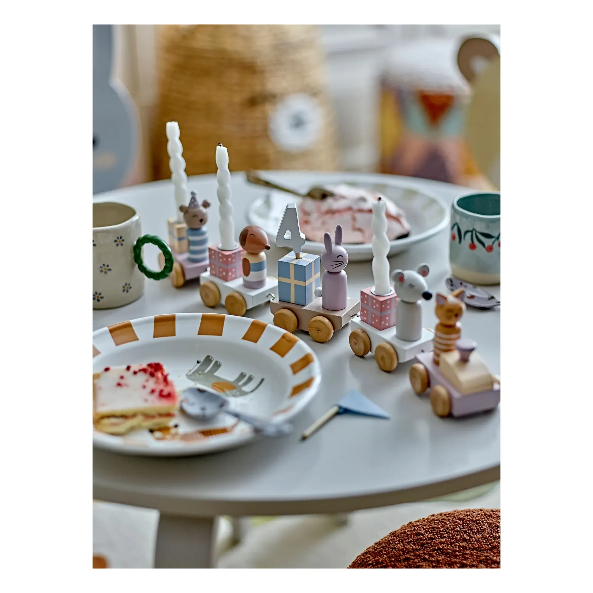 Junaid Birthday Train with Candle Holders - Pink, MDF alternate view