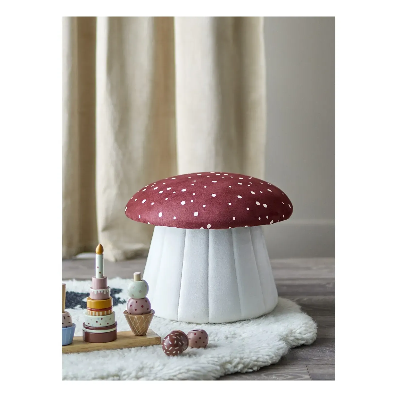 Lue Mushroom Pouf - Red, Polyester alternate view