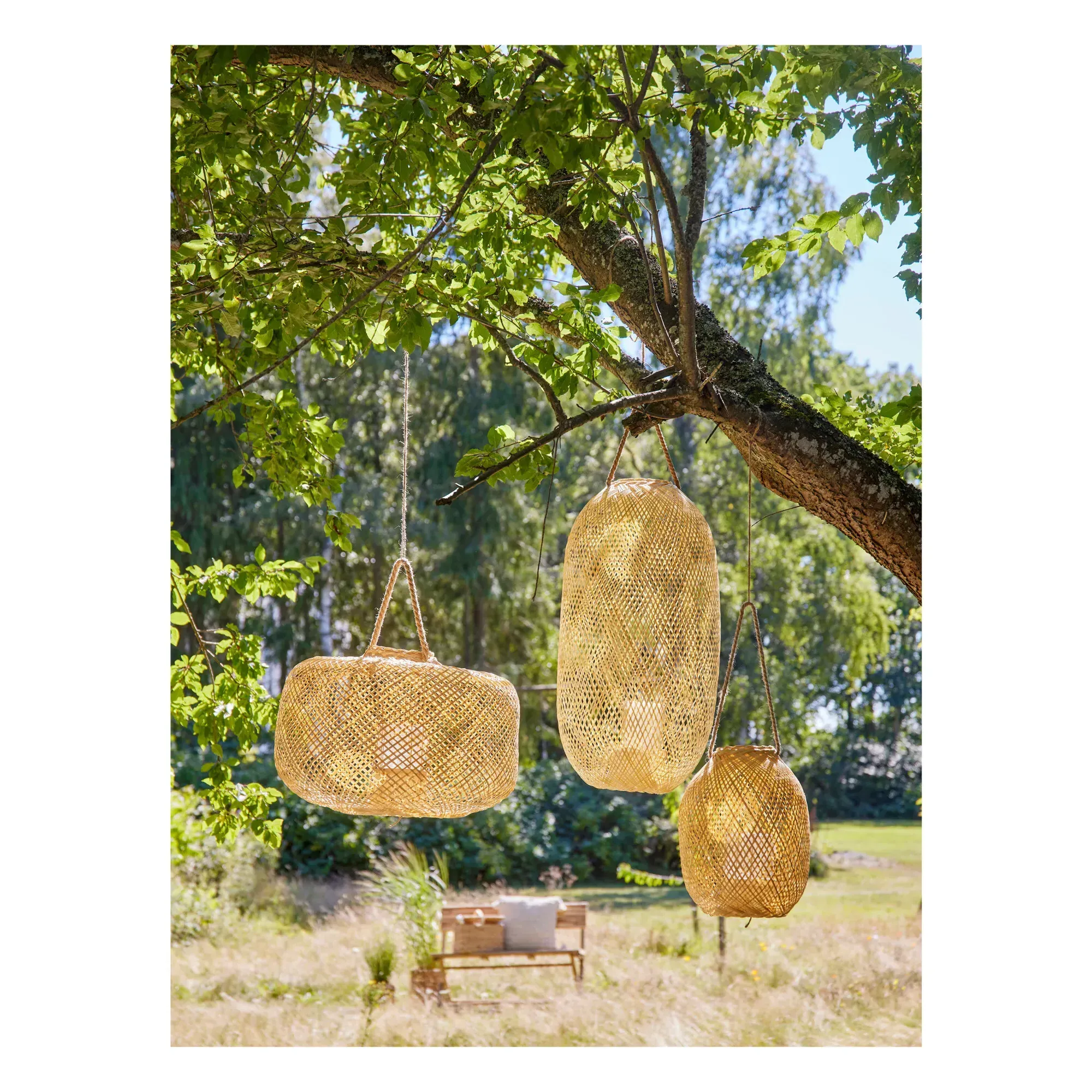 Musu Round Lantern - Natural, Bamboo alternate view