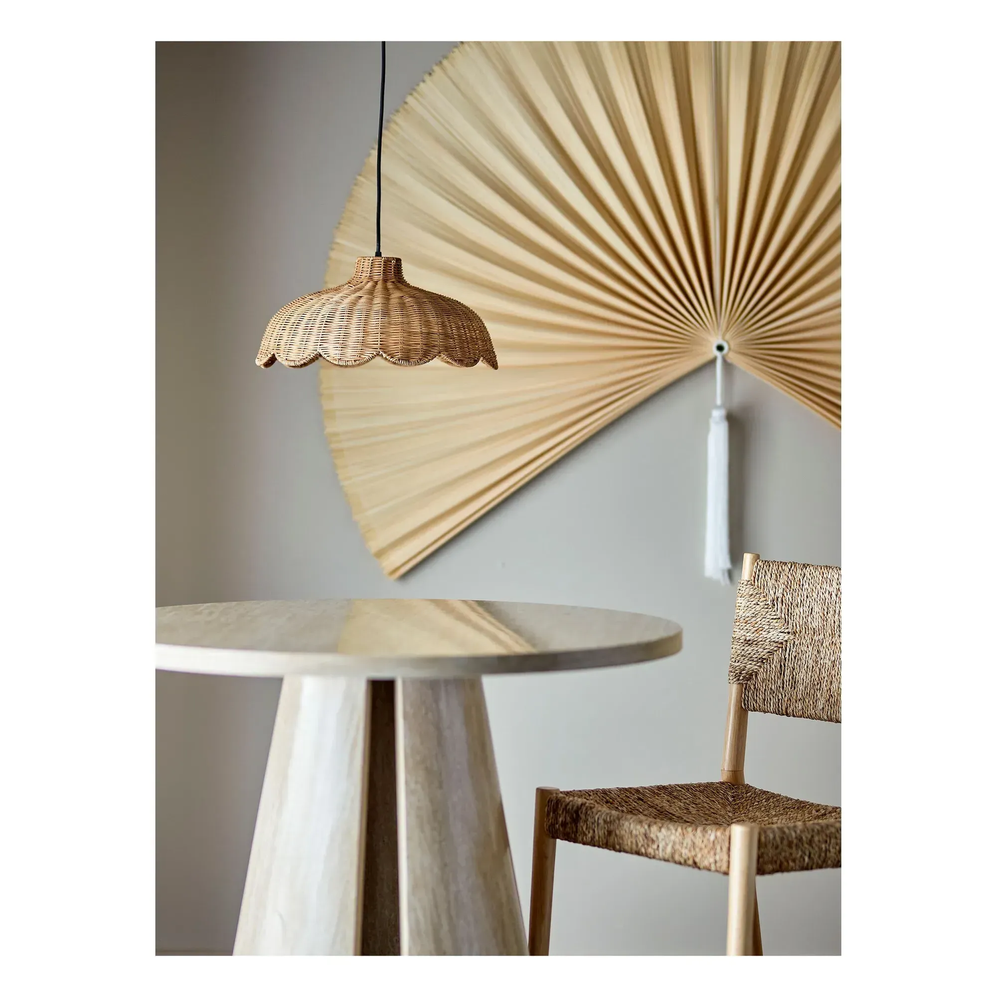 Pittu Round Pendant Lamp - Brown, Rattan alternate view