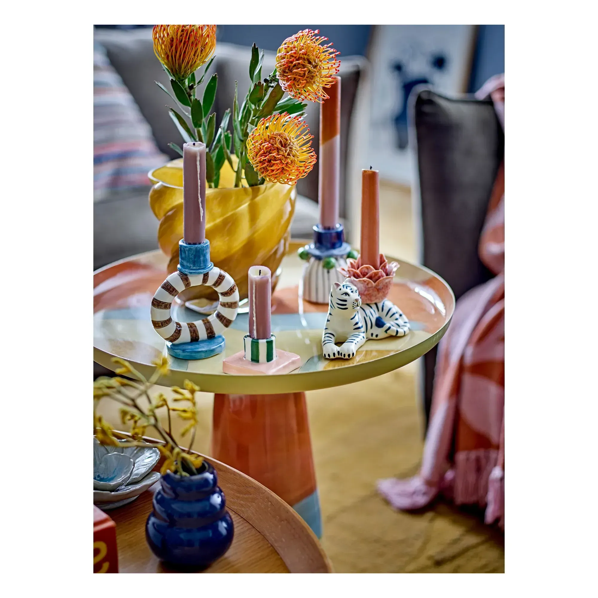 Tacana Candlestick - Blue, Stoneware alternate view