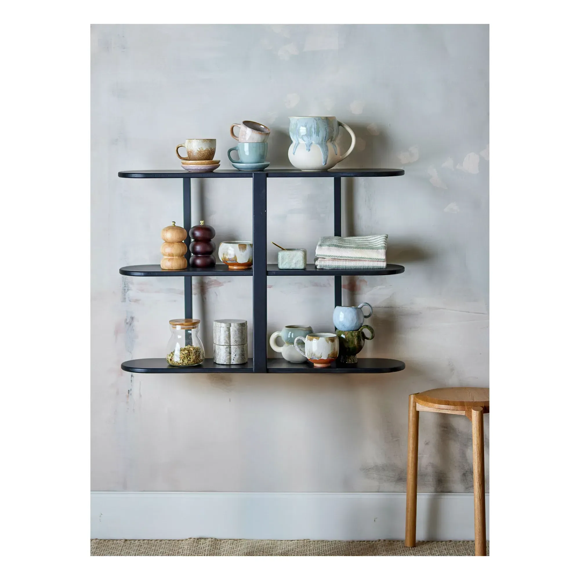 Vicente L80 Wall or Floor Shelf - Black, MDF alternate view