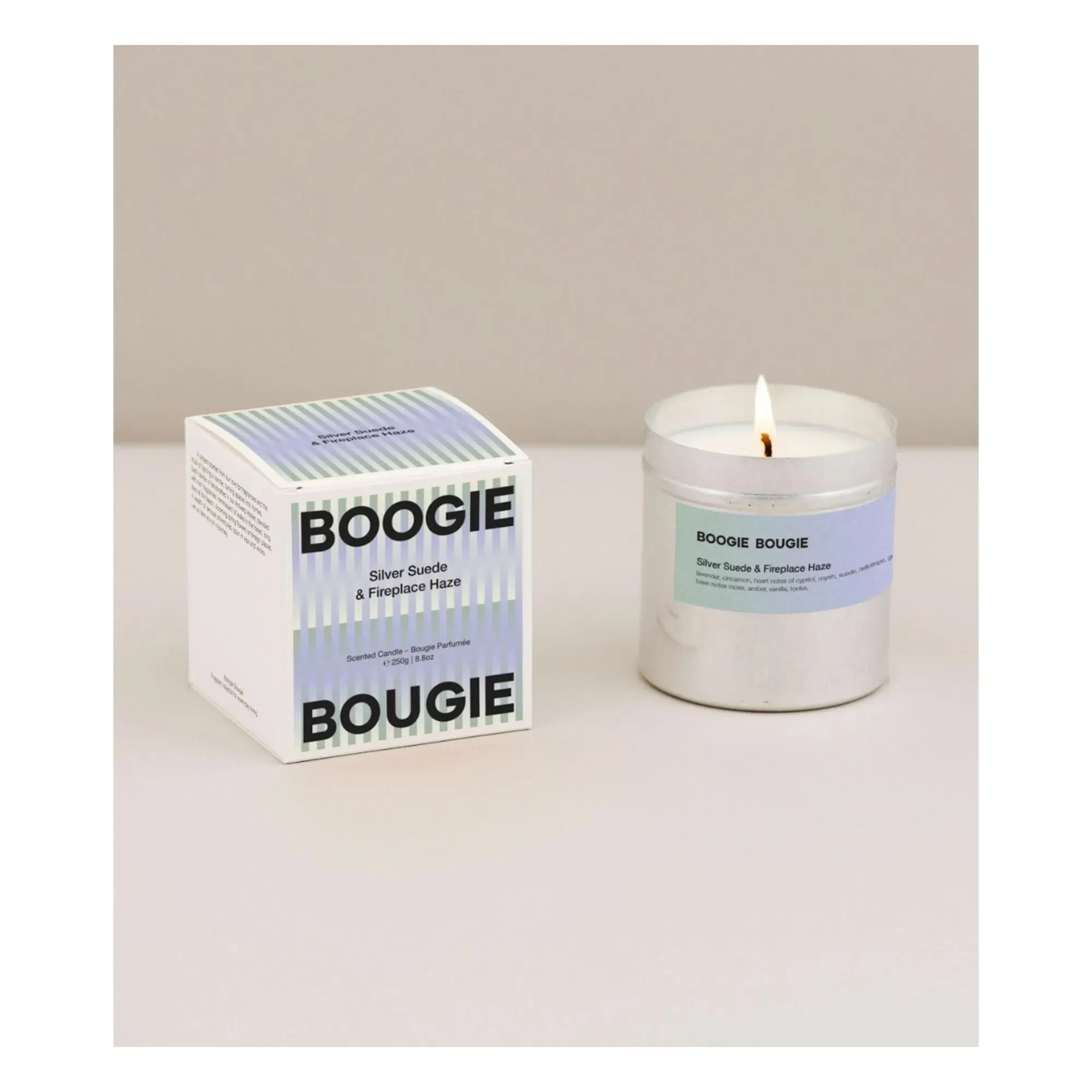 Silver Suede & Fireplace Haze Scented Candle - Soy Wax alternate view