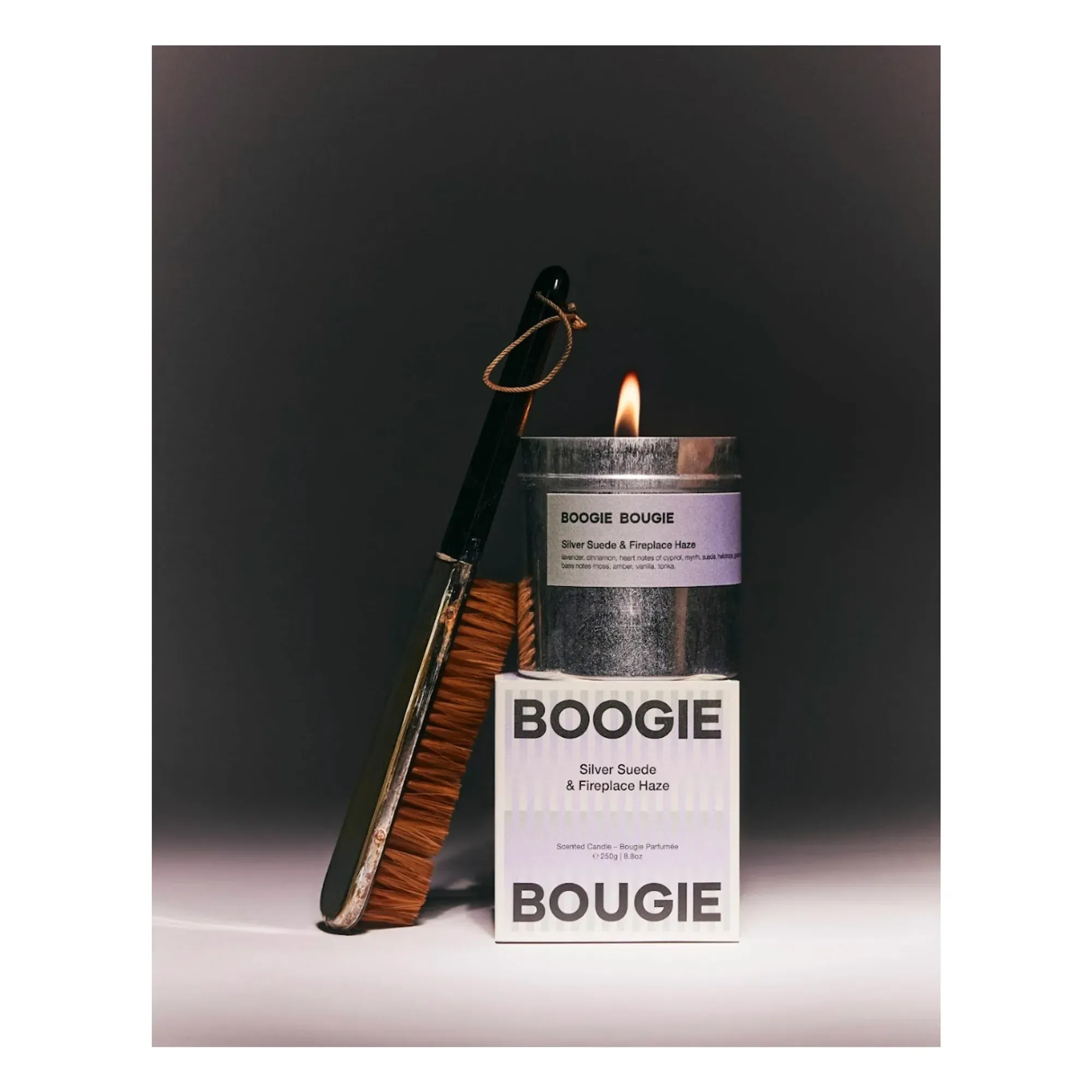 Silver Suede & Fireplace Haze Scented Candle - Soy Wax product
