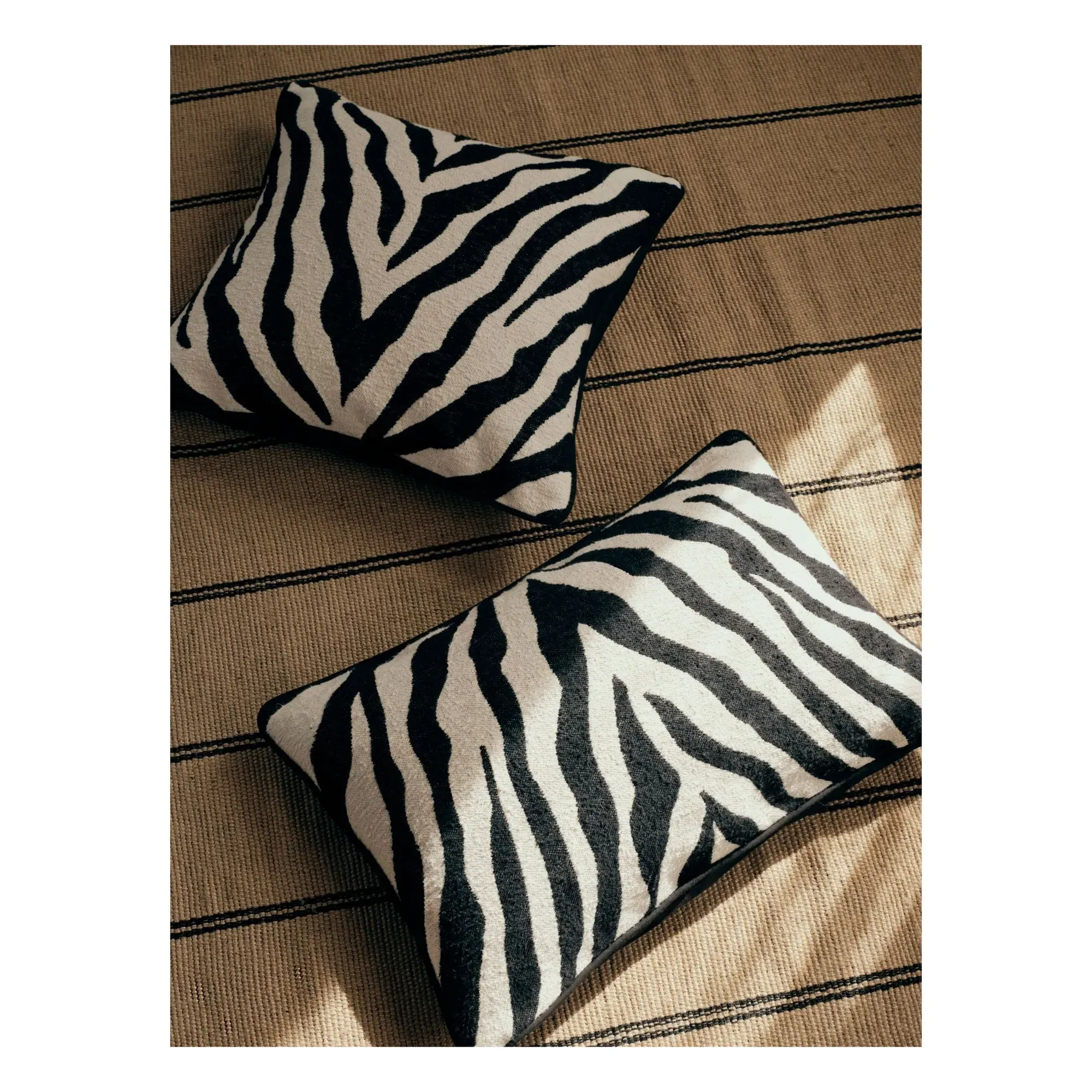 Broste Copenhagen Zebra Cushion Cover - Black & White, Cotton alternate view