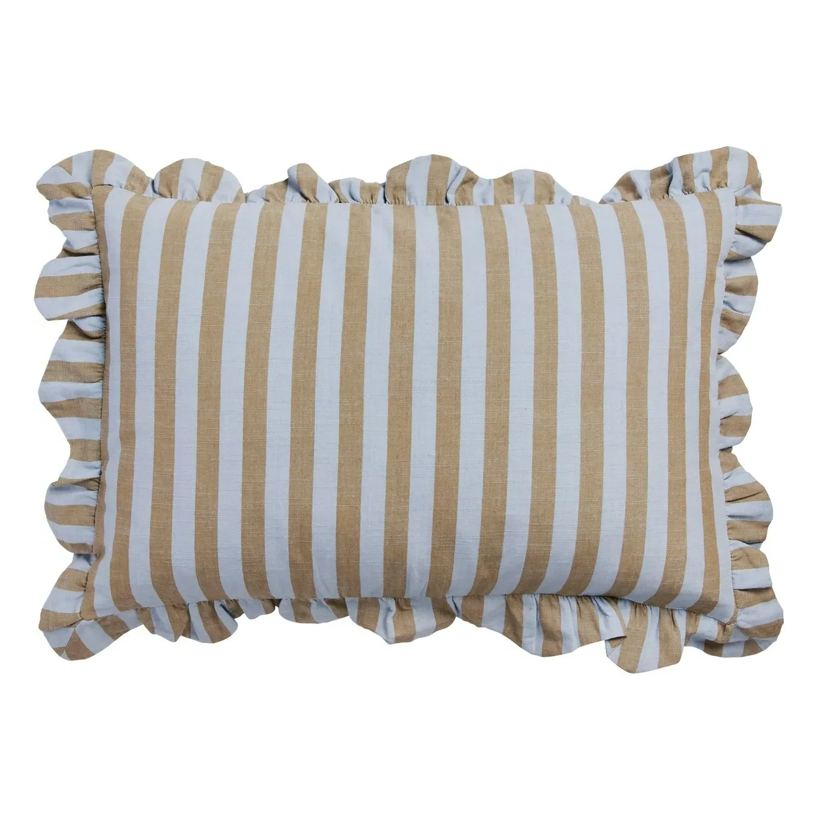 Ina Rectangular Cushion Cover with Fringe - Blue, Cotton product