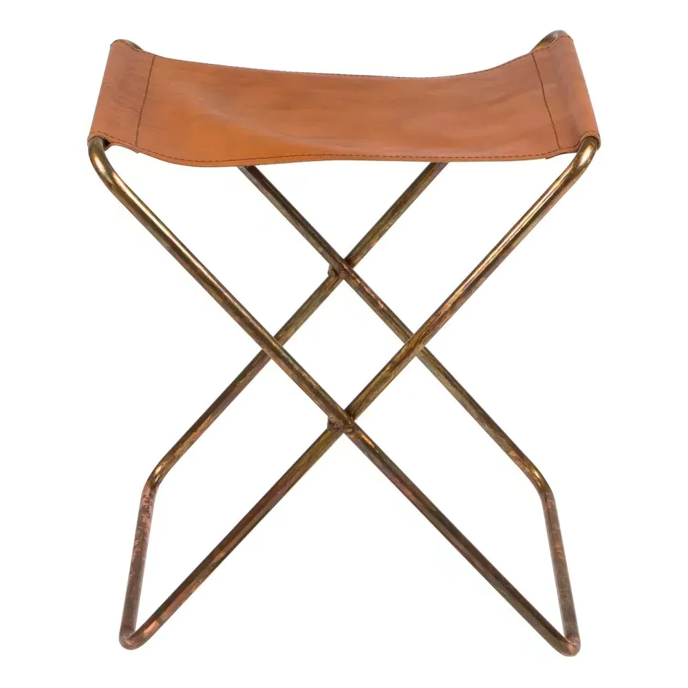 Nola Folding Stool - Natural, Leather product