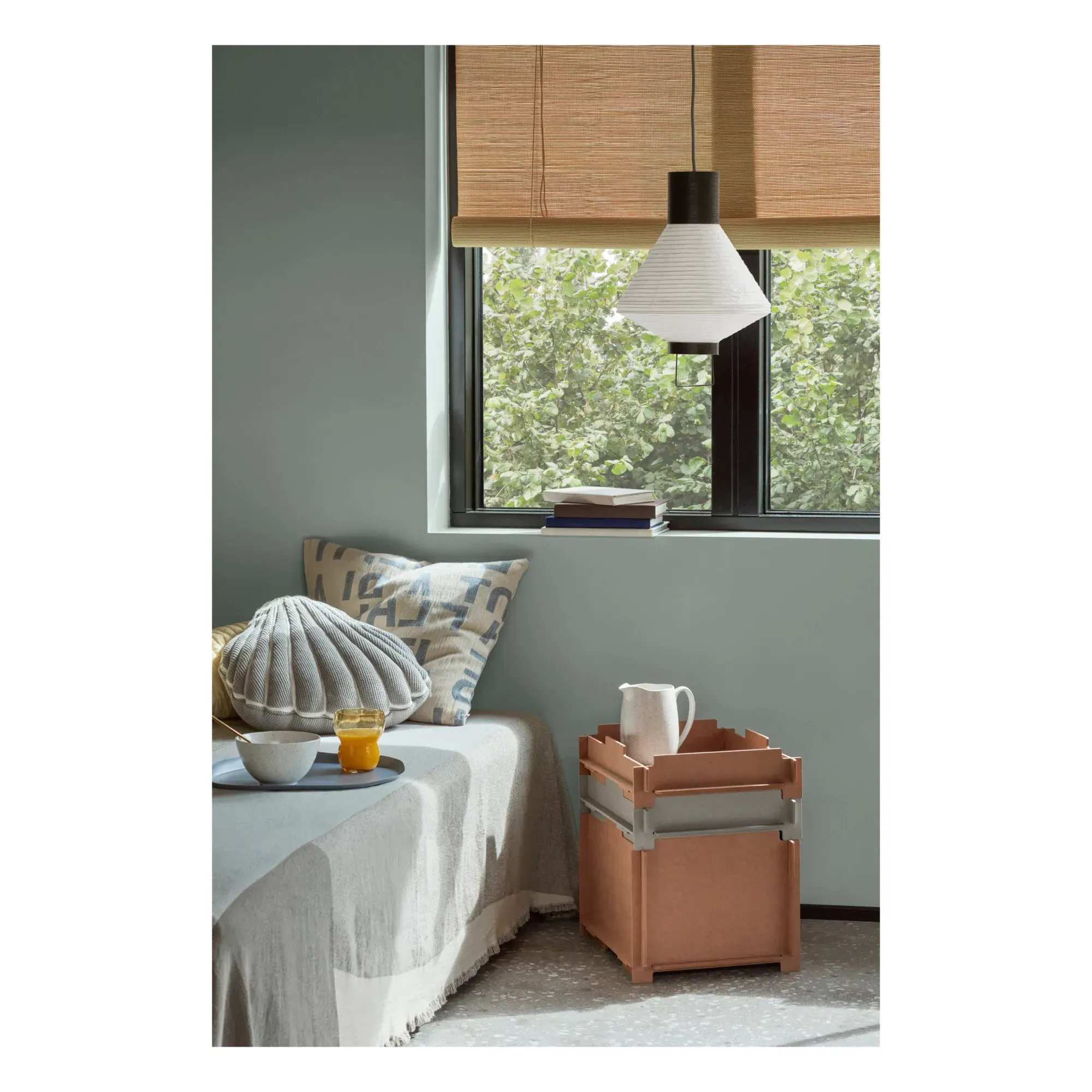 Seashell Square Cushion - Grey, Cotton alternate view