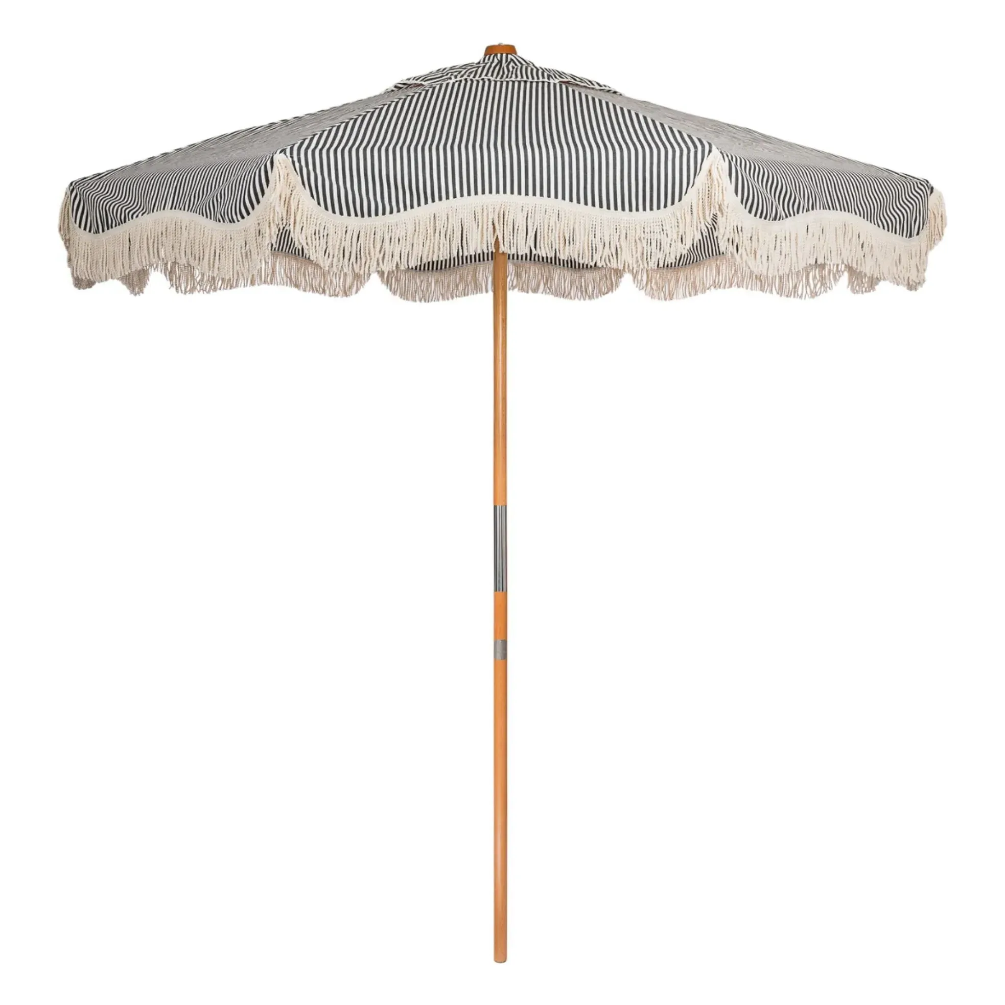Market Fringed Parasol - Navy Blue, Hessian product