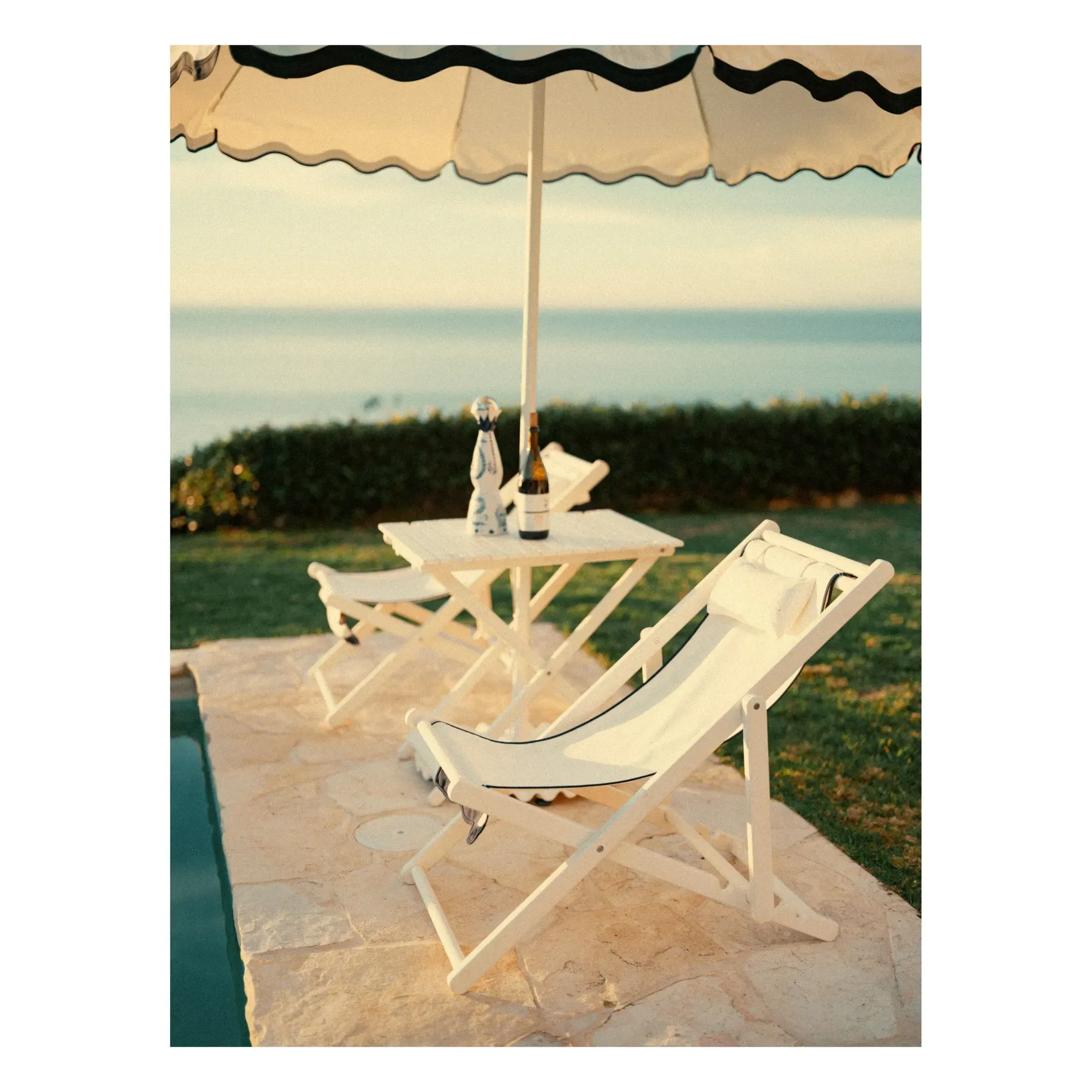 Sling Folding Deck Chair - White alternate view
