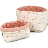 Bows Set of 2 Storage Baskets - Pink, Organic Cotton alternate view