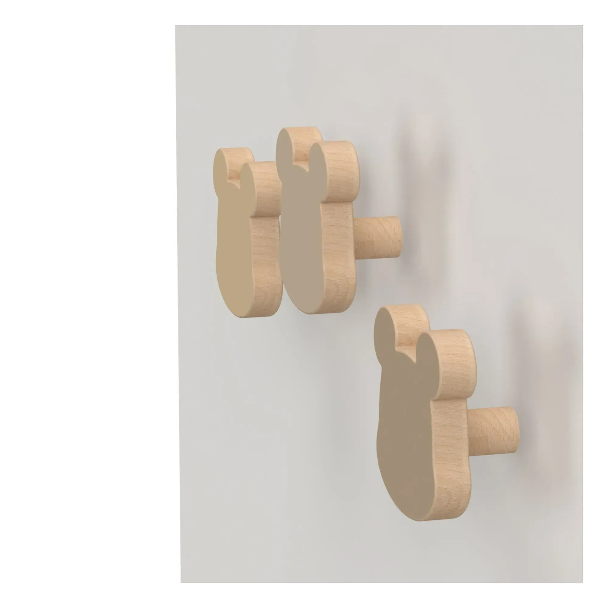 Cam Cam Bear Wall Hooks Set of 3 - Brown, Beech Wood alternate view