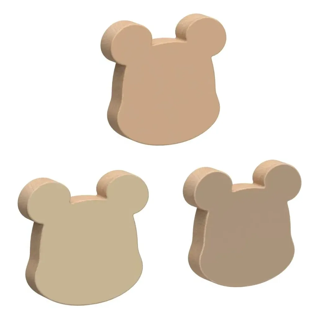 Cam Cam Bear Wall Hooks Set of 3 - Brown, Beech Wood product