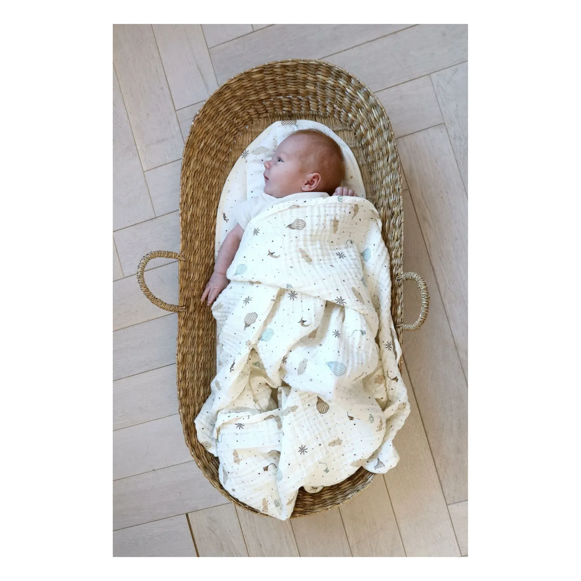 Cam Cam Dreamland Muslin Blanket - Light Blue, Organic Cotton alternate view