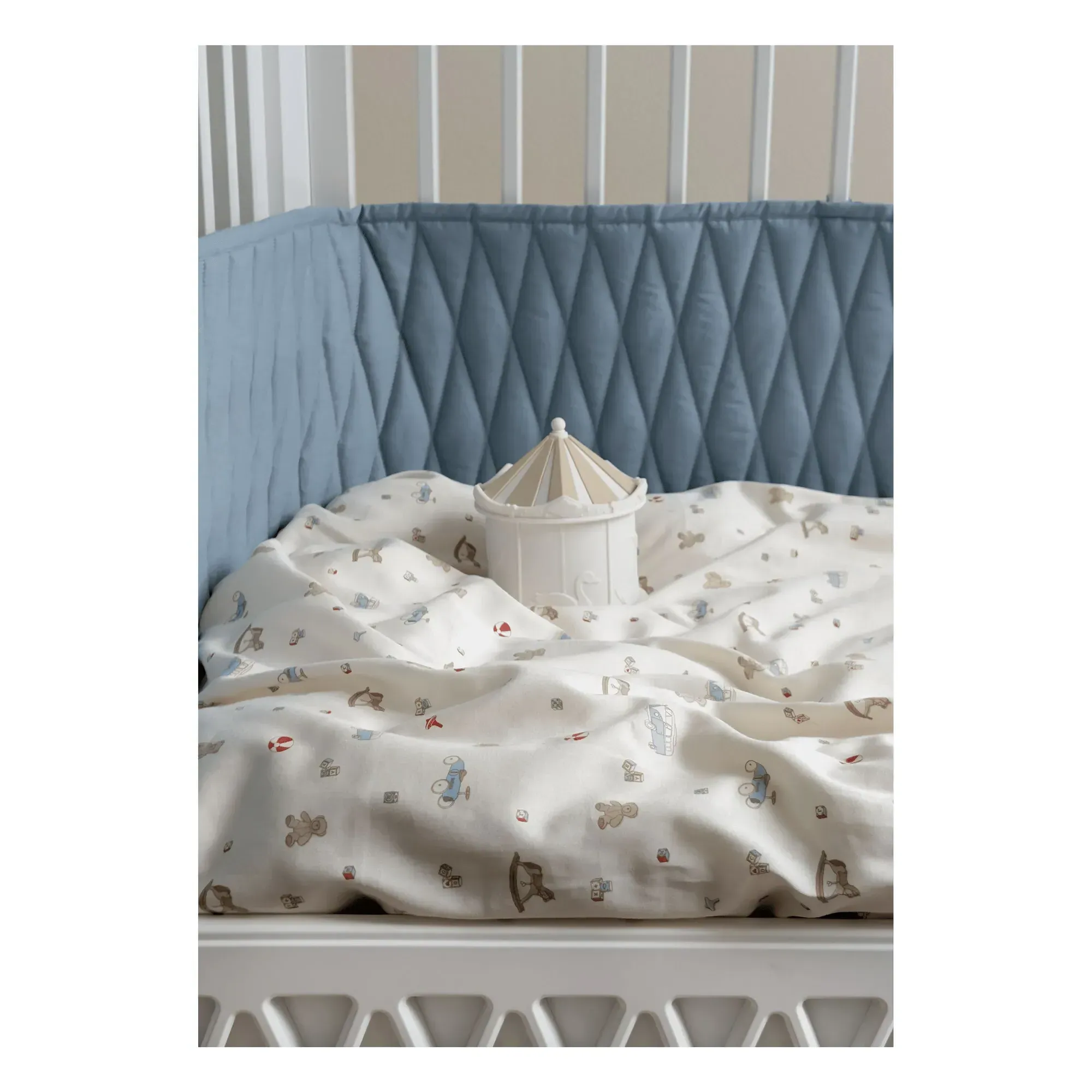 Cam Cam Harlequin Crib Bumper - Blue, Organic Cotton alternate view