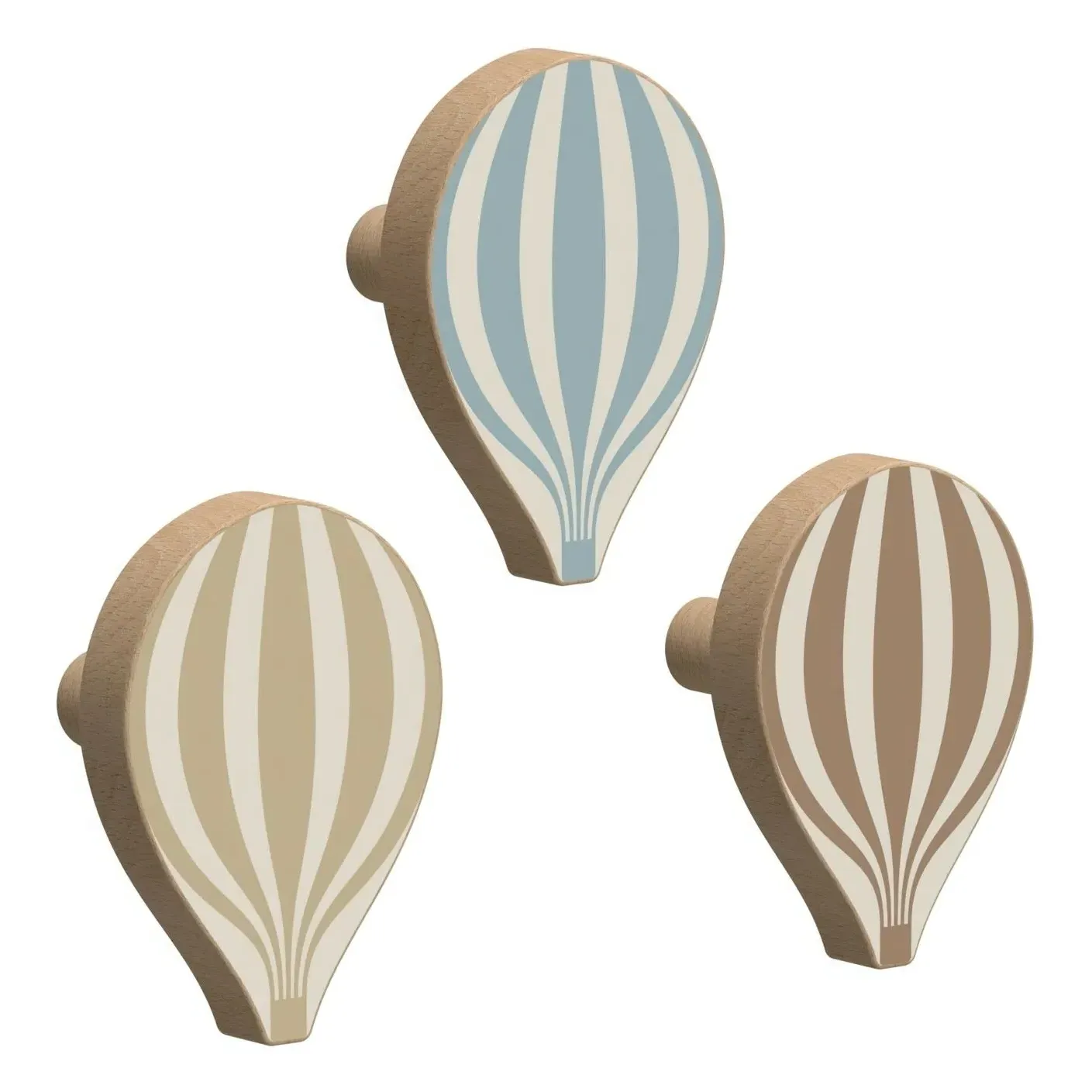 Cam Cam Hot-Air Balloon Wall Hooks Set of 3 - Blue, Beech Wood product